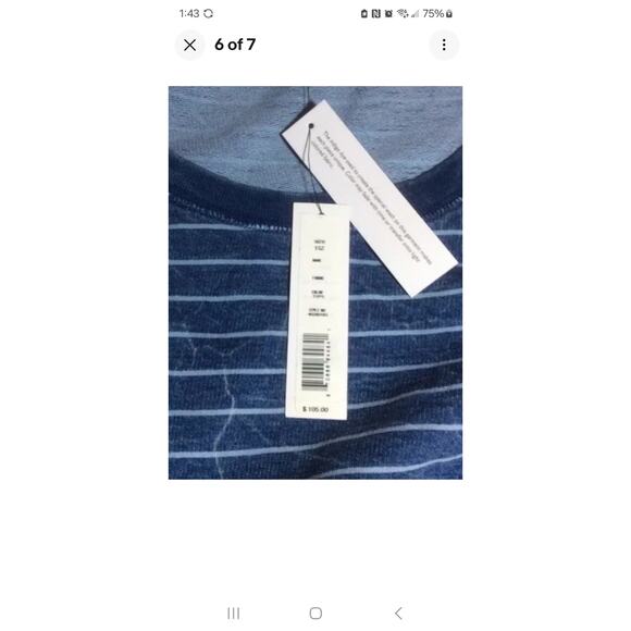 Theory size P blue chambray striped vintage fade slub sweater EUC Warm PETITE - Picture 8 of 8